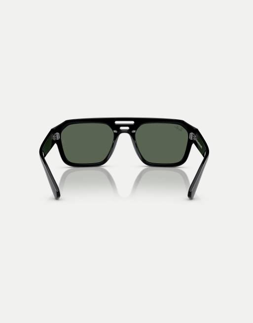 Ray-Ban - Corrigan - Occhiali da sole irregolari neri con lenti verdi, 2 di 4
