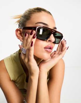 Ray-Ban - Corrigan - Pilotensonnenbrille in Braun mit grünen Gläsern