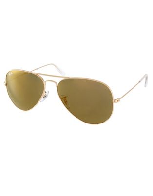 Ray-Ban Crystal Gold Mirrored Aviator Sunglasses