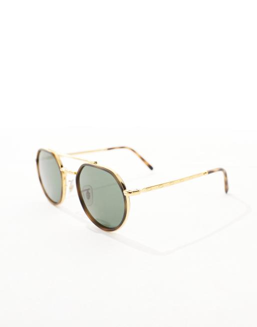 Ray-Ban – Czarne okrągłe okulary przeciwsłoneczne w złotych oprawkach, 4 z 4