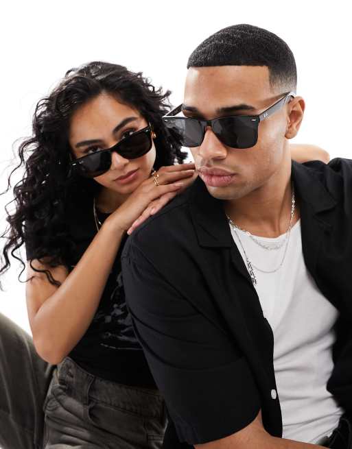 Ray-Ban – Czarne okulary przeciwsłoneczne z kwadratowymi oprawkami