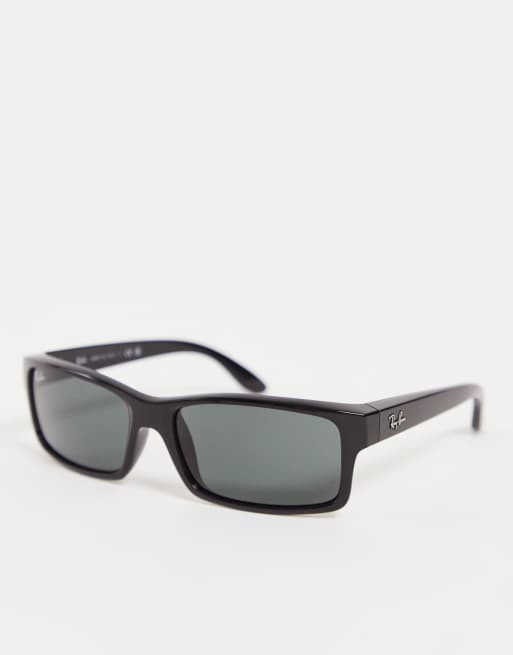 Ray-Ban – Czarne okulary przeciwsłoneczne z kwadratowymi, smukłymi oprawkami