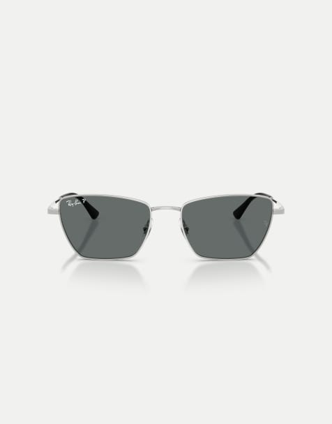 Ray-Ban Drea  irregular polarised sunglasses with grey lens in silver - view 1