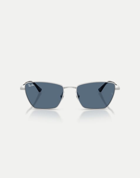 Ray-Ban Drea  irregular sunglasses with blue lens in silver - view 1
