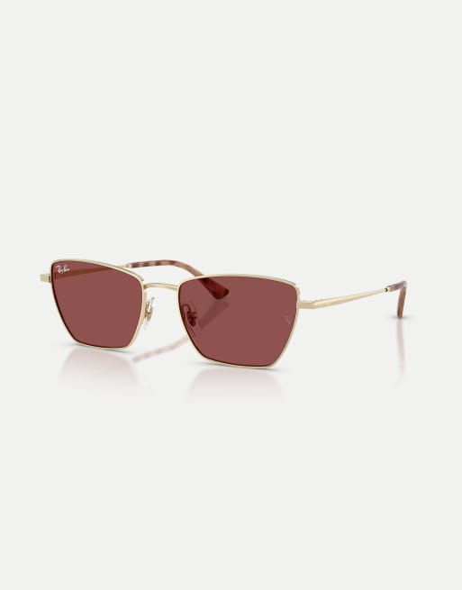 Ray-Ban Drea  irregular sunglasses with violet lens in pale gold, 2 of 4