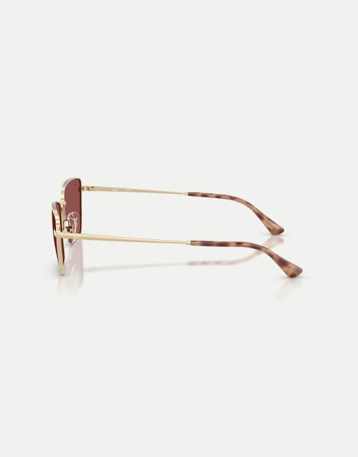 Ray-Ban Drea  irregular sunglasses with violet lens in pale gold, 4 of 4