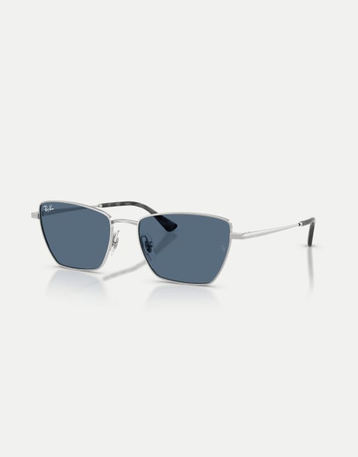 Ray-Ban - Drea - Occhiali da sole irregolari argentati con lenti blu, 2 di 4