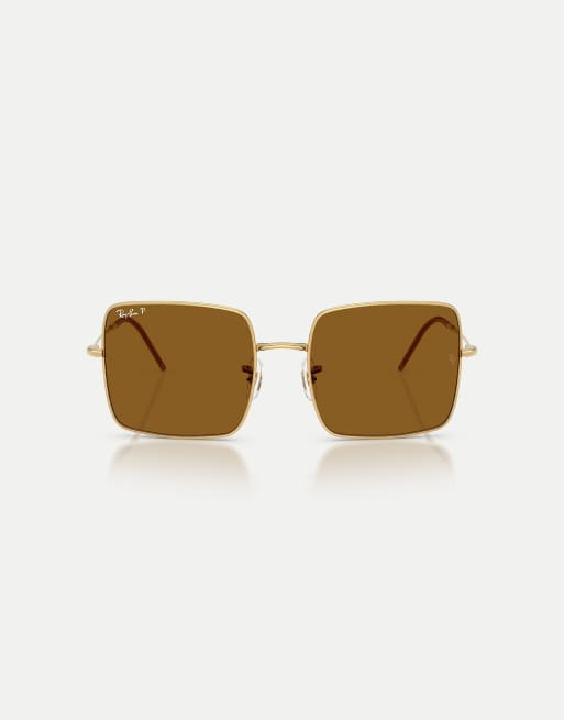 Ray-Ban – Eckige, polarisierte Sonnenbrille in Arista-Gold mit braunen Gläsern, 3 von 3