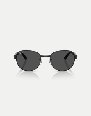 Ray-Ban - Eckige, polarisierte Sonnenbrille in Schwarz mit grauen Gläsern