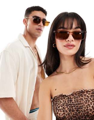 Ray-Ban - Eckige Sonnenbrille in Braun-Brown