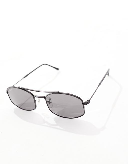 Ray-Ban – Eckige Sonnenbrille in Schwarz mit schmalem Metall-Rahmen , 3 von 4