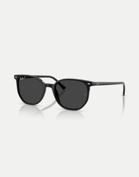 Ray-Ban Elliot square polarised sunglasses with black lens in black - view 1