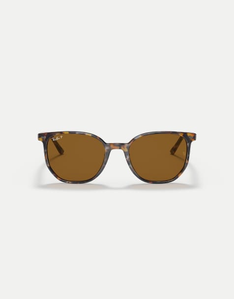 Ray-Ban Elliot square polarised sunglasses with brown lens in havana brown grey - view 1