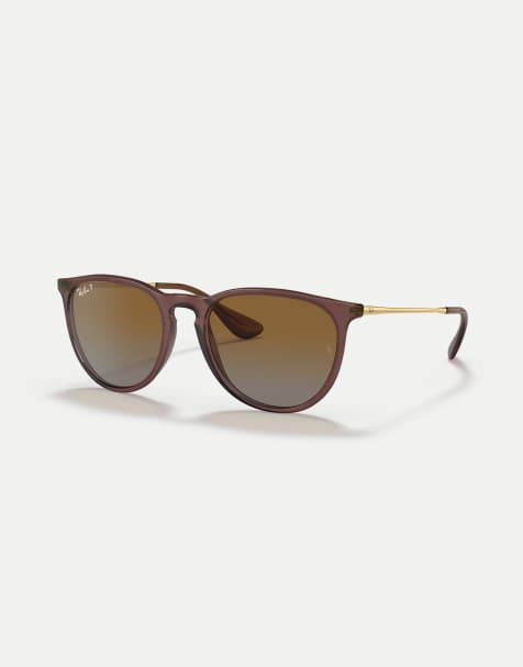 Ray-Ban - Erika Classic Phantos - Gafas de sol marrón oscuro transparente cuadradas con lentes marrones polarizadas - view 1