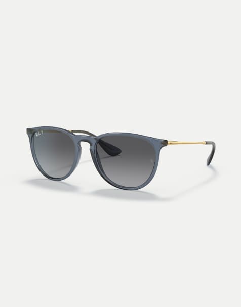 Ray-Ban Erika classic phantos polarised sunglasses with grey lens in transparent blue - view 1