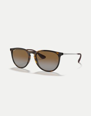 Ray-Ban - Erika - Classic Phantos - Polarisierte Sonnenbrille in dunkelbrauner Schildpattoptik mit Gläsern in Braun-Brow...