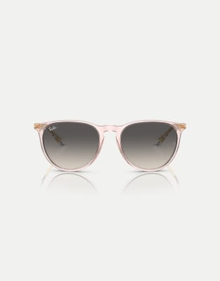 Ray-Ban - Erika Classic - Phantos - Sonnenbrille in transparentem Rosa mit grauen Gläsern