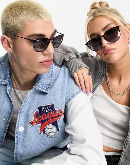 Ray Ban – Erika – Czarne okrągłe metalowe okulary przeciwsłoneczne