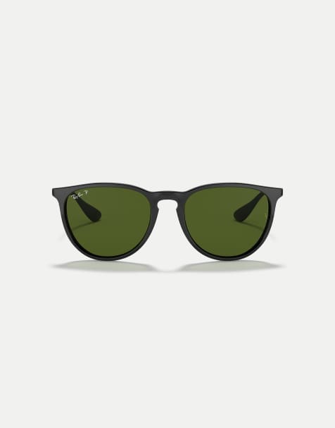 Ray-Ban Erika klassische Phantos-Sonnenbrille mit polarisierten grünen Gläsern in Schwarz - view 1