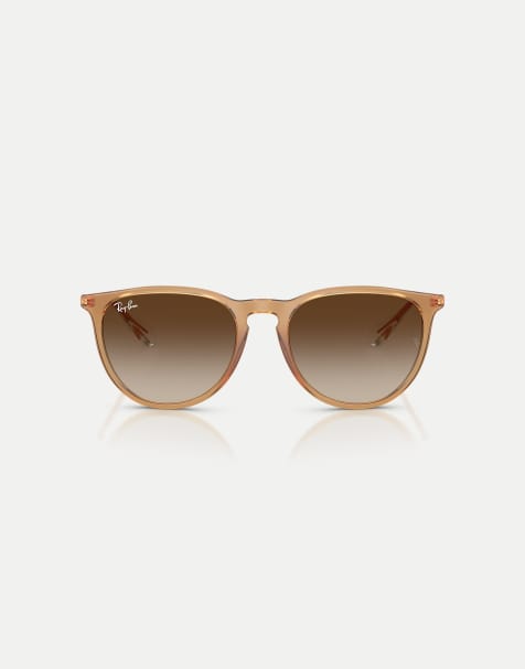 Ray-Ban - Erika - Lunettes de soleil classiques à monture pantos et verres marron - Beige caoutchouc - view 1
