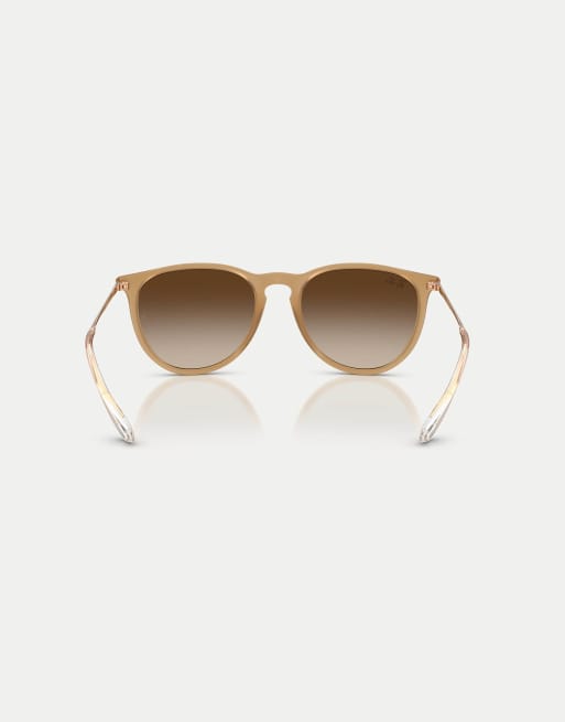 Ray-Ban - Erika - Lunettes de soleil classiques à monture pantos et verres marron - Beige caoutchouc, 2 de 4