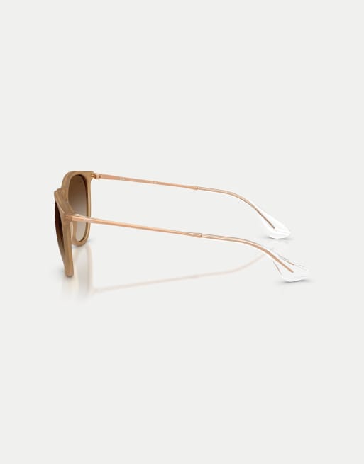 Ray-Ban - Erika - Lunettes de soleil classiques à monture pantos et verres marron - Beige caoutchouc, 4 de 4