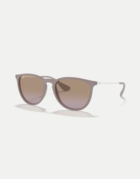 Ray-Ban - Erika - Lunettes de soleil classiques à monture pantos et verres marron - Sable foncé - view 1