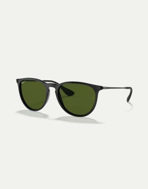 Ray-Ban Erika lunettes de soleil phantos classiques polarisées à verres verts en noir, 3 de 4