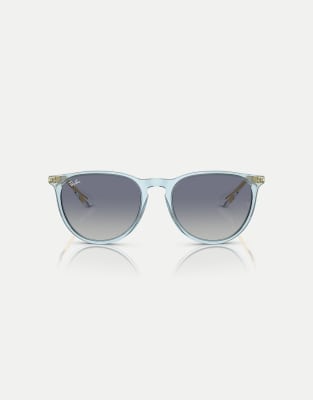 Ray-Ban - Erika - Phantos - Lunettes de soleil classiques à verres gris - Bleu clair transparent