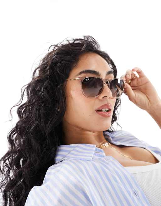 Ray-Ban Erika round sunglasses in beige ASOS