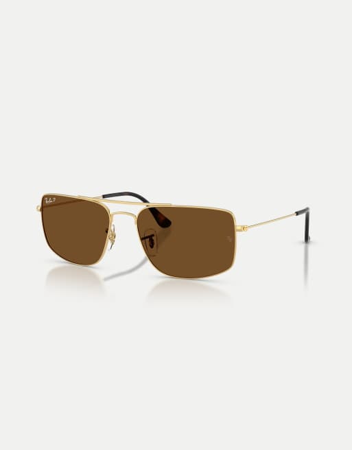 Ray-Ban - Explore III - Lunettes de soleil carrées à verres marron polarisés - Doré Arista, 2 de 4