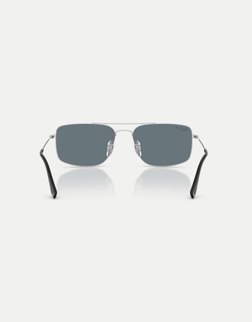 Ray-Ban - Explorer III - Gafas de sol plateadas cuadradas con lentes azules polarizadas, 3 de 4