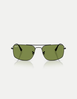 Ray-Ban - Explorer III - Lunettes de soleil carrées à verres verts - Noir