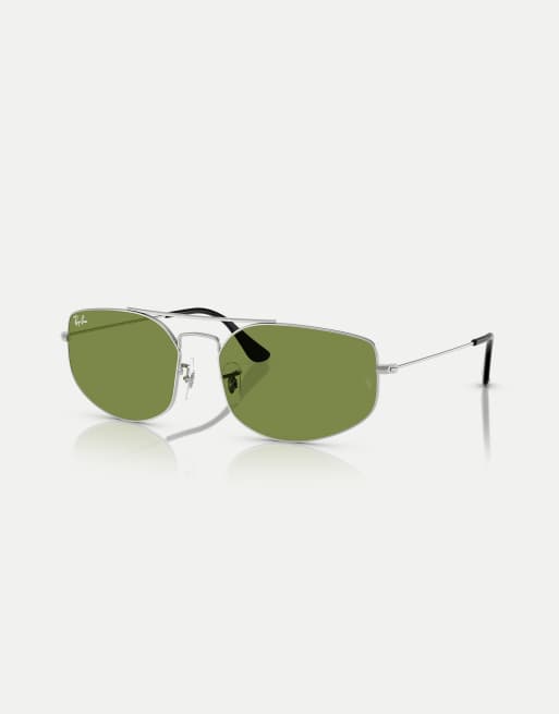 Ray-Ban – Explorer V – Unregelmäßige Sonnenbrille in Silber mit grünen Gläsern, 3 von 3