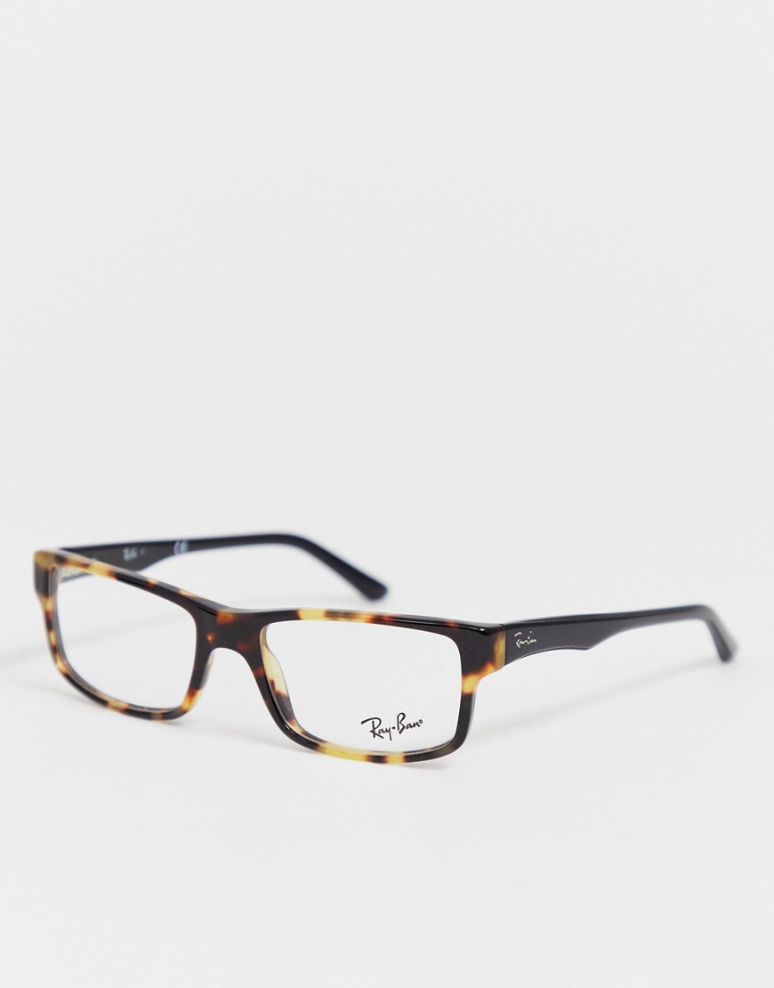 Ray-Ban – Fyrkantiga glasögon med tunna spräckliga bågar-Brun