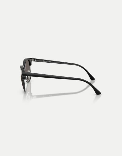Ray-Ban gafas de sol Clubmaster con lente gris en negro sobre negro, 4 de 4
