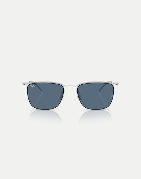 Ray-Ban gafas de sol cuadradas con lente azul en plateado - view 1