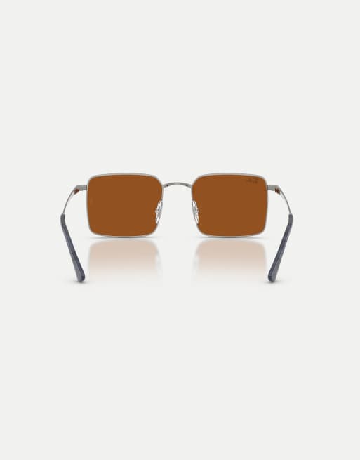 Ray-Ban - Gafas de sol gris plomo cuadradas con lentes marrones Idan, 3 de 4