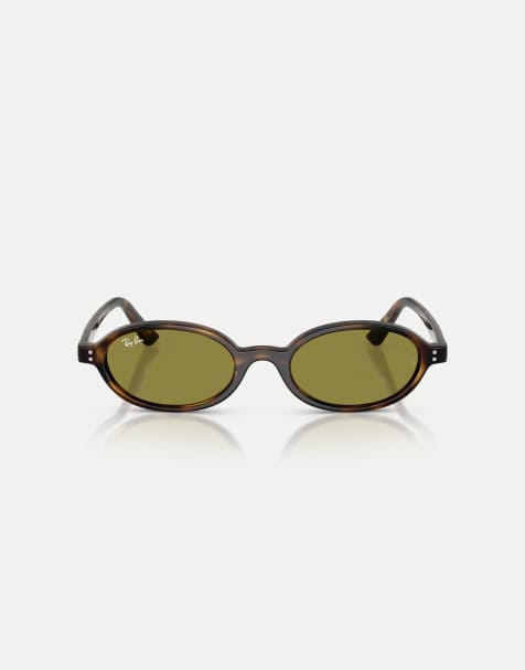 Ray-Ban - Gafas de sol marrón Habana ovaladas con lentes verdes Khal - view 1