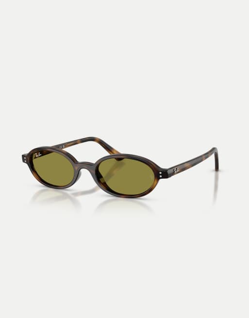 Ray-Ban - Gafas de sol marrón Habana ovaladas con lentes verdes Khal, 2 de 4