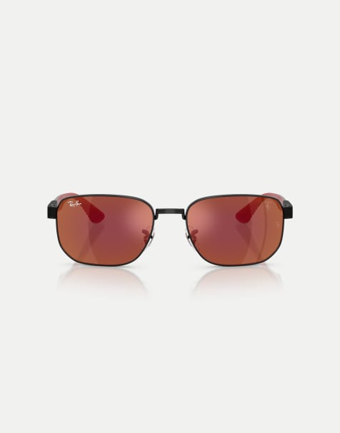 Ray-Ban - Gafas de sol negras irregulares con lentes rojas efecto espejo de la colección Scuderia Ferrari RB8329M - view 1