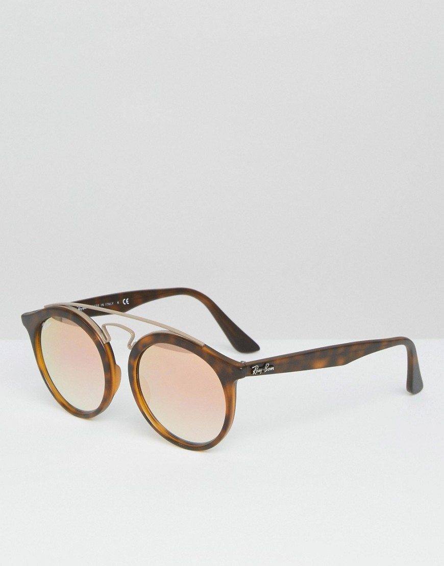 Ray-Ban gatsby solglasögon med spegelglas i roséguld-Brun