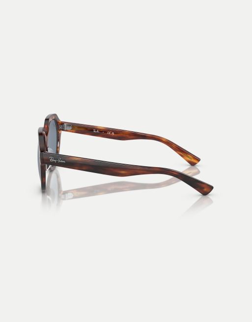 Ray-Ban – Gina – Eckige Sonnenbrille in Dunkelbraun gestreift mit Gläsern in Blau , 2 von 4