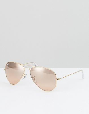 Ray-Ban Gold Aviator Sunglasses with Flash Lens
