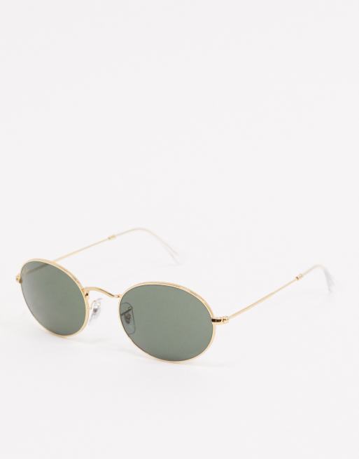 Ray-Ban – Guldfärgade, smala, ovala solglasögon 