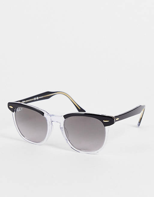 Bewusteloos Gepolijst privacy Ray-Ban - Hawkeye - Ronde zonnebril met doorzichtig montuur en zwarte  glazen | ASOS