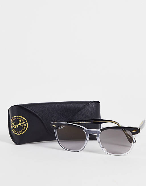 Ray-Ban Hawkeye Round Sunglasses In Black Clear | ASOS