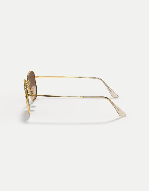 Ray-Ban Hexagonal flat lenses irregular sunglasses with classic lens in arista gold, 4 of 4