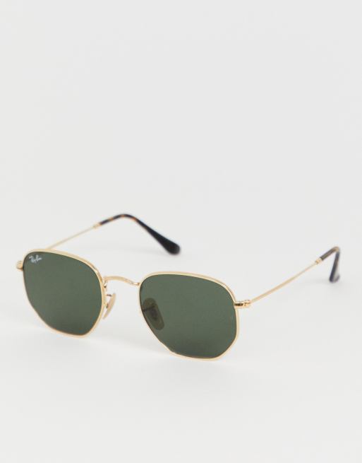 Ray-Ban hexagonal sunglasses in gold 0RB3548N | ASOS