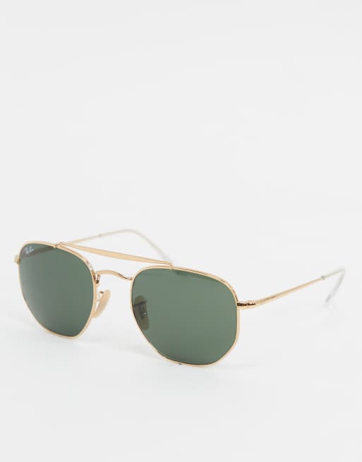 Ray-ban hexagonal sunglasses in gold ORB3648 | ASOS